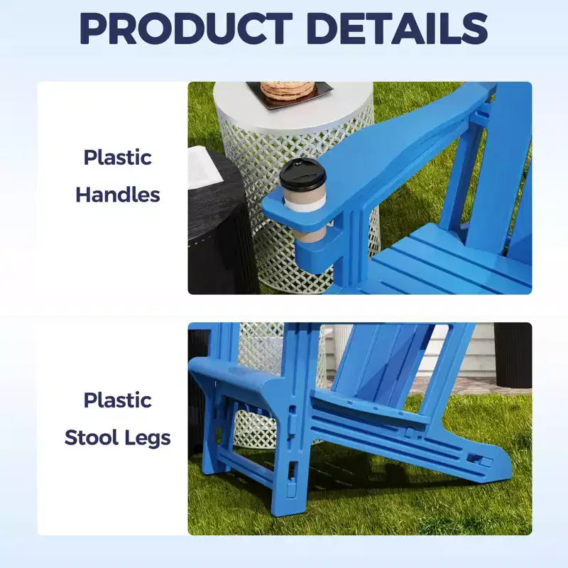 NAYSAYE Chaise longue de patio Adirondack avec porte-gobelet, design pliable pour la détente en extérieur, 22,3*30*36,4