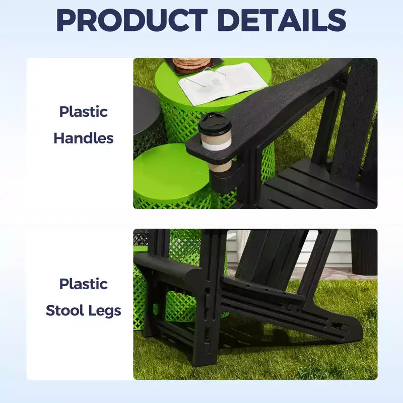 NAYSAYE Chaise longue de patio Adirondack avec porte-gobelet, design pliable pour la détente en extérieur, 22,3*30*36,4