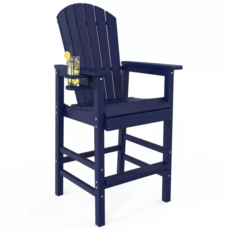 Karl Home | 28.7 in. HDPE Outdoor Tall Adirondack Bar Chair With Cup Holder