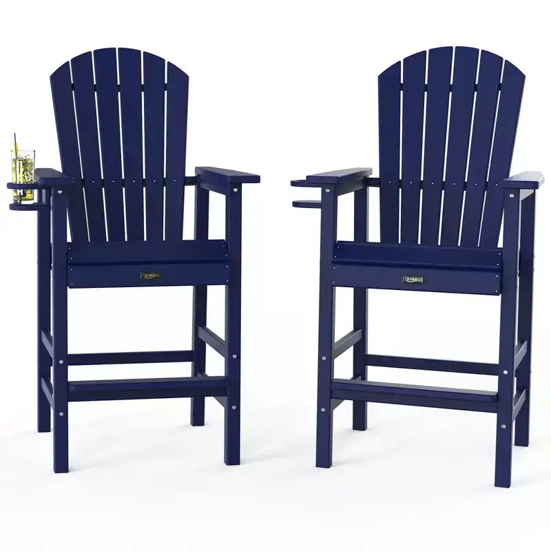 Karl Home | Sedia da bar alta da esterno Adirondack in HDPE da 72,9 cm con portabicchieri