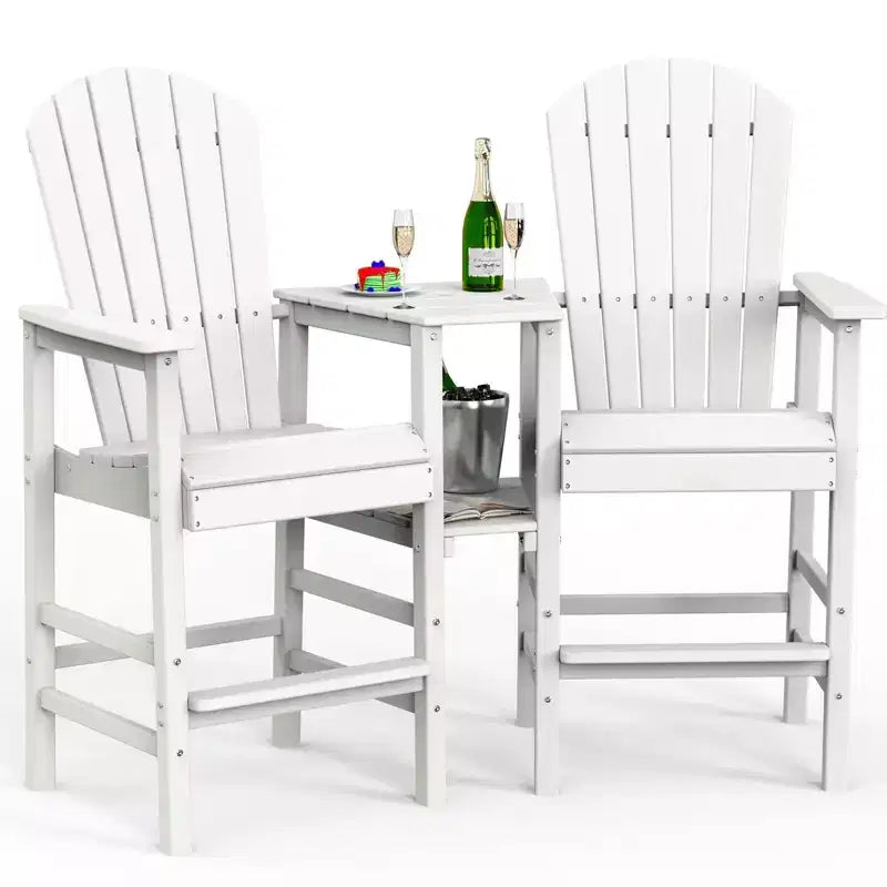 Karl Home | 2-Piece Outdoor Adirondack Bar Chairs with Removable Trays