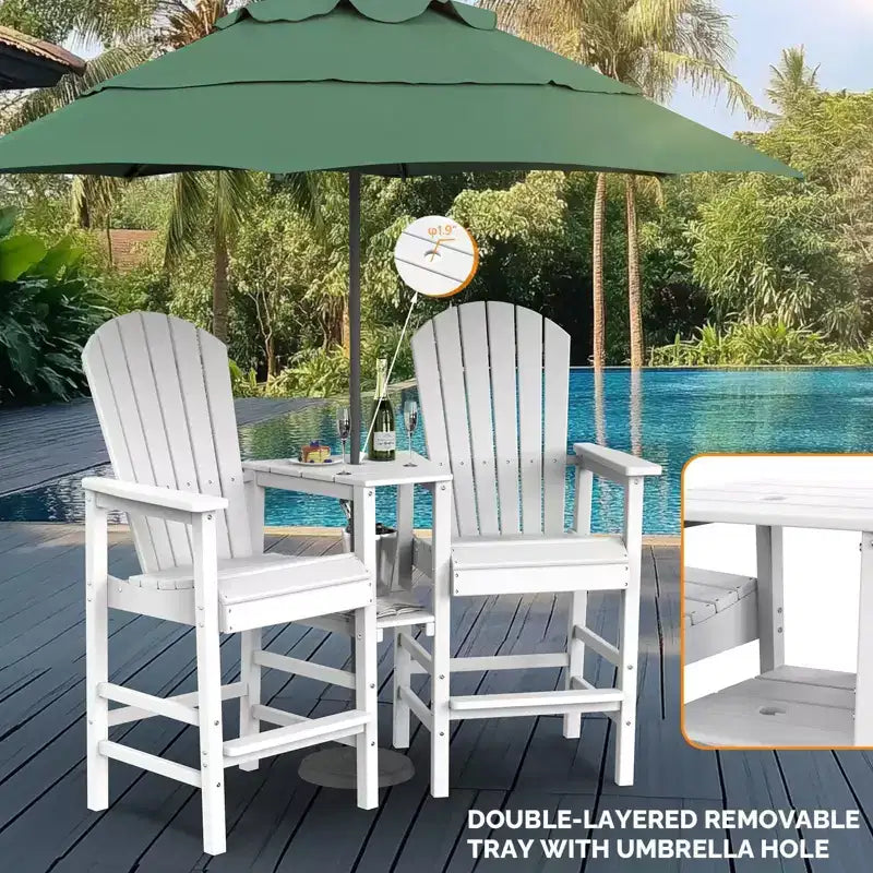 Karl Home | Sedie da Bar Adirondack da Esterno (2 Pezzi) con Vassoi Rimovibili