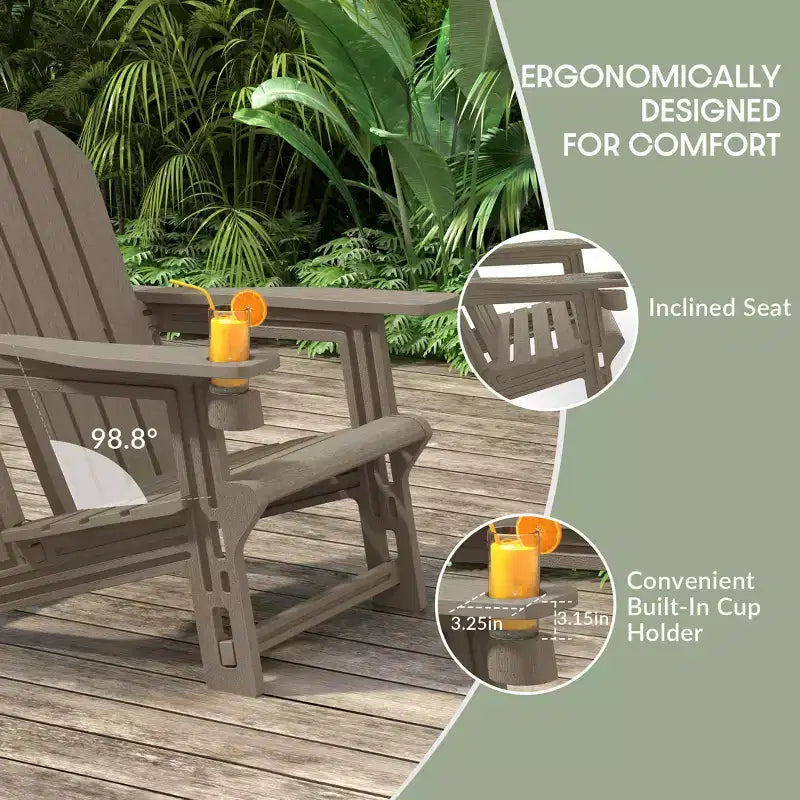 WestinTrends Azura, Set da 3 Pezzi di Sedie da Giardino Adirondack in Plastica HDPE con Tavolino Laterale Quadrato da 45 cm