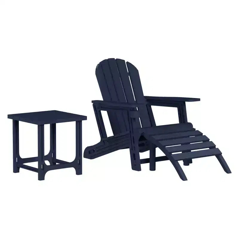 WestinTrends Azura, Set da 3 Pezzi di Sedie da Giardino Adirondack in Plastica HDPE con Tavolino Laterale Quadrato da 45 cm