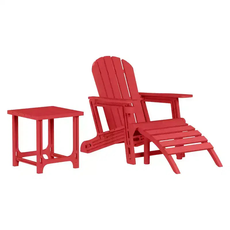 WestinTrends Azura, Set da 3 Pezzi di Sedie da Giardino Adirondack in Plastica HDPE con Tavolino Laterale Quadrato da 45 cm