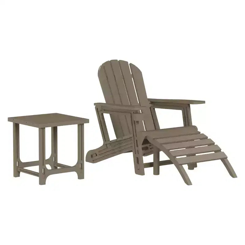 WestinTrends Azura, Set da 3 Pezzi di Sedie da Giardino Adirondack in Plastica HDPE con Tavolino Laterale Quadrato da 45 cm