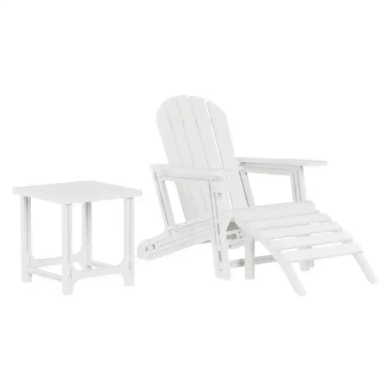 WestinTrends Azura, Set da 3 Pezzi di Sedie da Giardino Adirondack in Plastica HDPE con Tavolino Laterale Quadrato da 45 cm