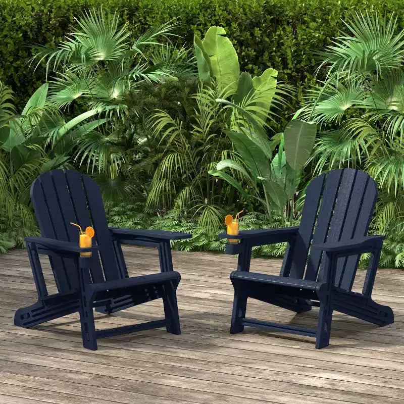 WestinTrends Azura Sedia Adirondack da Esterno in Plastica HDPE, Assemblaggio Senza Attrezzi, con Portabicchieri (Set di 2), Bianca