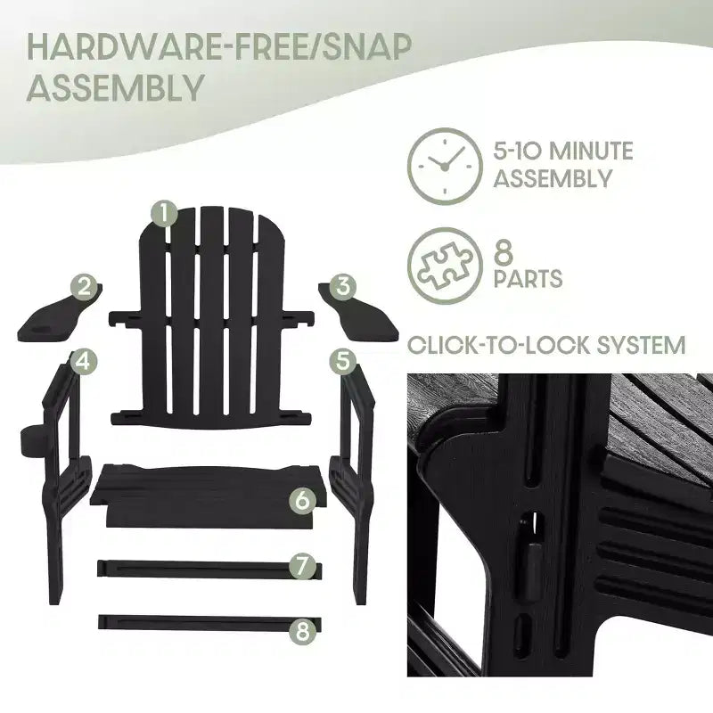 WestinTrends Azura Sedia Adirondack da Esterno in Plastica HDPE, Assemblaggio Senza Attrezzi, con Portabicchieri (Set di 2), Bianca