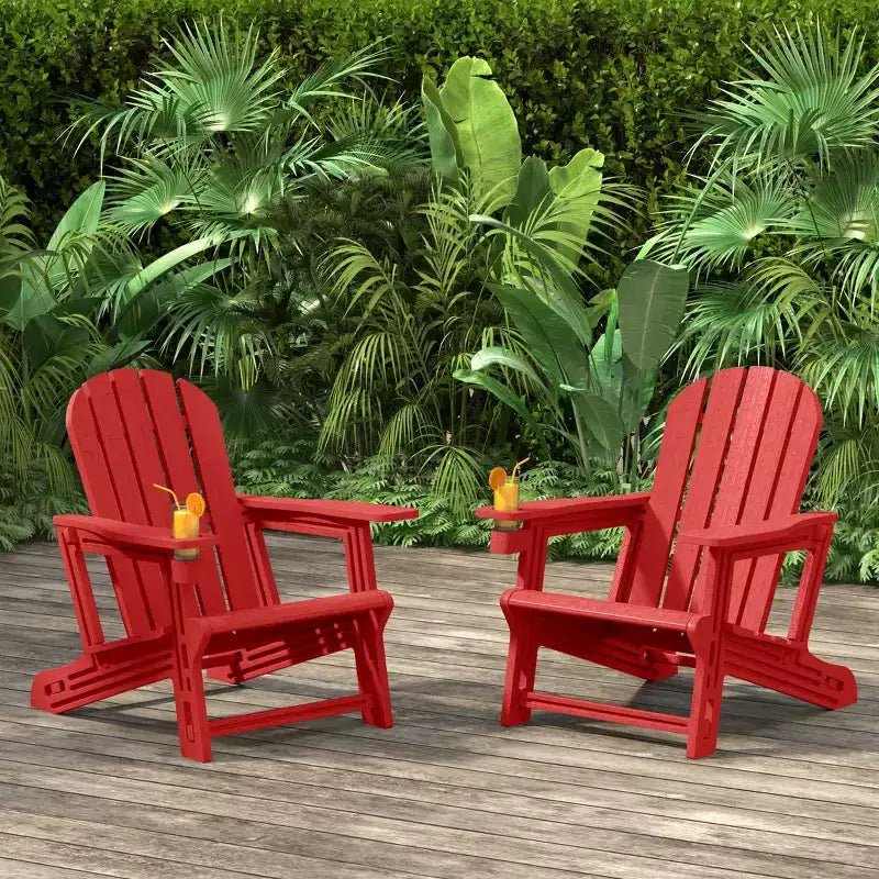 WestinTrends Azura Sedia Adirondack da Esterno in Plastica HDPE, Assemblaggio Senza Attrezzi, con Portabicchieri (Set di 2), Bianca