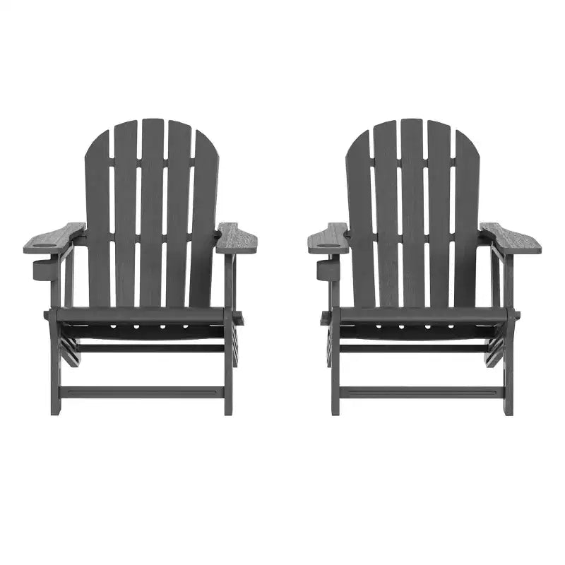 WestinTrends Azura Sedia Adirondack da Esterno in Plastica HDPE, Assemblaggio Senza Attrezzi, con Portabicchieri (Set di 2), Bianca