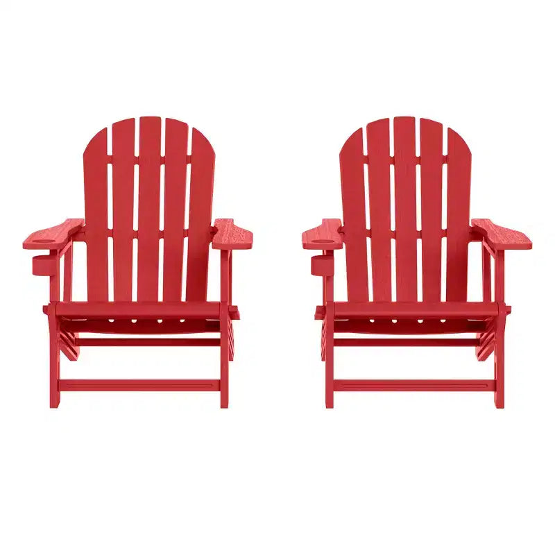 WestinTrends Azura Sedia Adirondack da Esterno in Plastica HDPE, Assemblaggio Senza Attrezzi, con Portabicchieri (Set di 2), Bianca