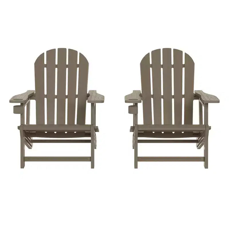 WestinTrends Azura Sedia Adirondack da Esterno in Plastica HDPE, Assemblaggio Senza Attrezzi, con Portabicchieri (Set di 2), Bianca
