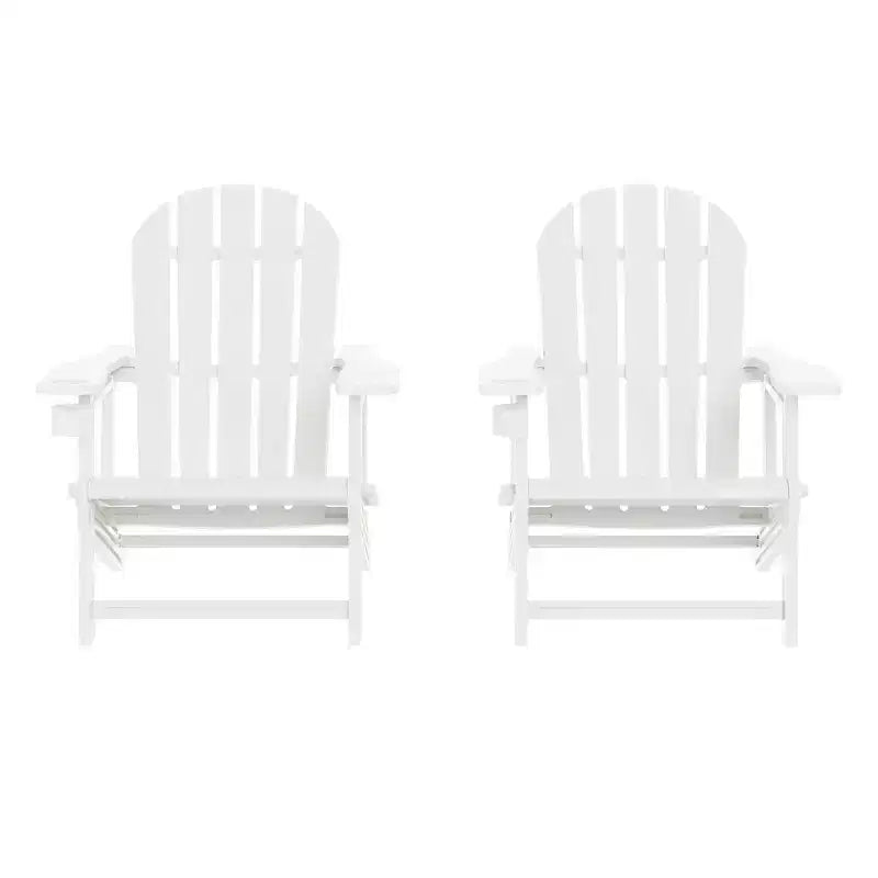 WestinTrends Azura Sedia Adirondack da Esterno in Plastica HDPE, Assemblaggio Senza Attrezzi, con Portabicchieri (Set di 2), Bianca