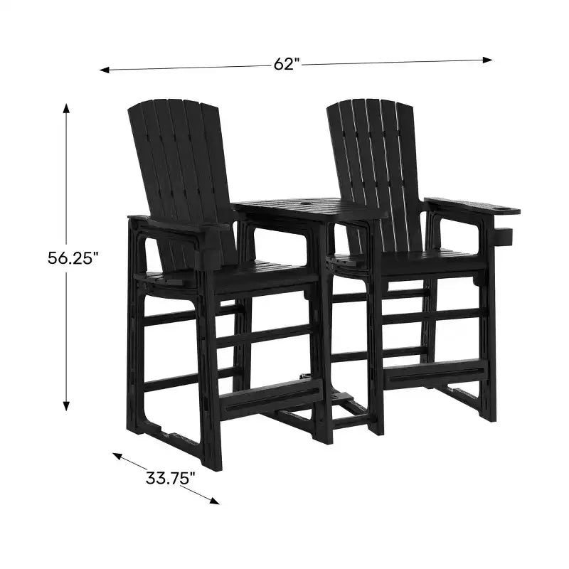 WestinTrends Azura Sedie Adirondack Alte da Esterno con Tavolino di Collegamento (Set da 2), Bianco