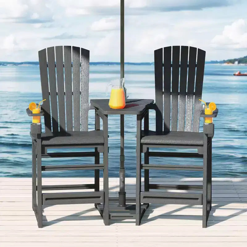 WestinTrends Azura Sedie Adirondack Alte da Esterno con Tavolino di Collegamento (Set da 2), Bianco