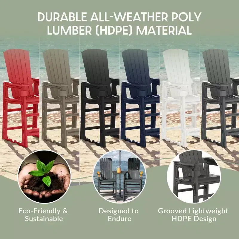 WestinTrends Azura Sedie Adirondack Alte da Esterno con Tavolino di Collegamento (Set da 2), Bianco