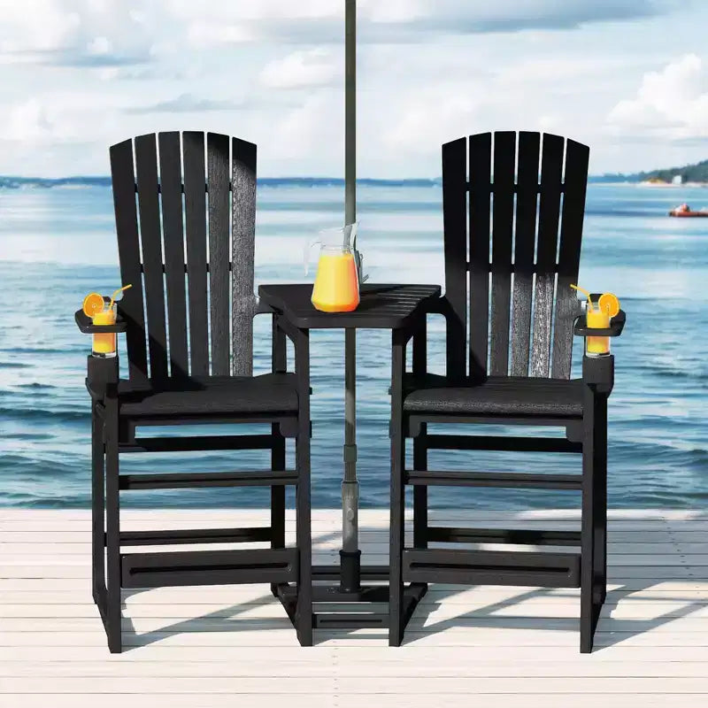 WestinTrends Azura Sedie Adirondack Alte da Esterno con Tavolino di Collegamento (Set da 2), Bianco