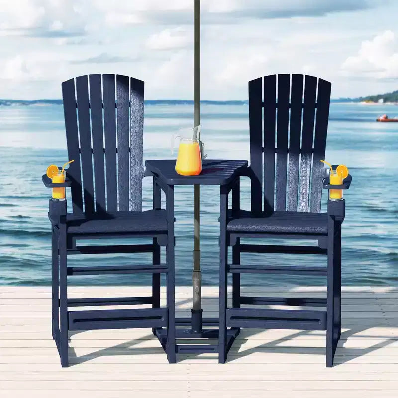 WestinTrends Azura Sedie Adirondack Alte da Esterno con Tavolino di Collegamento (Set da 2), Bianco
