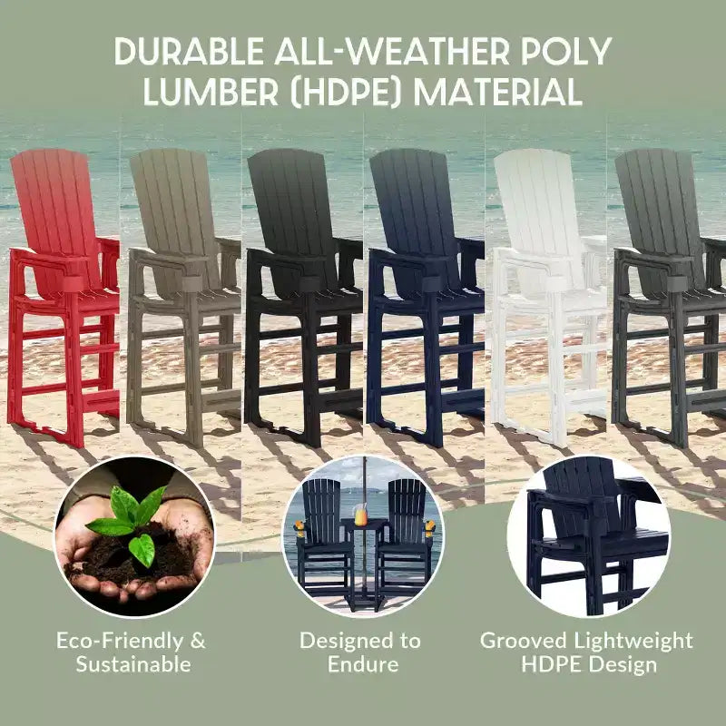 WestinTrends Azura Sedie Adirondack Alte da Esterno con Tavolino di Collegamento (Set da 2), Bianco