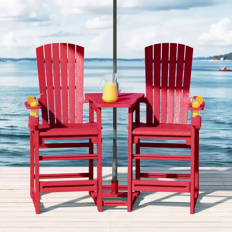 WestinTrends Azura Sedie Adirondack Alte da Esterno con Tavolino di Collegamento (Set da 2), Bianco