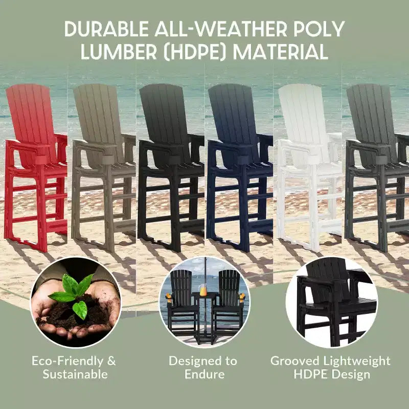 WestinTrends Azura Sedie Adirondack Alte da Esterno con Tavolino di Collegamento (Set da 2), Bianco