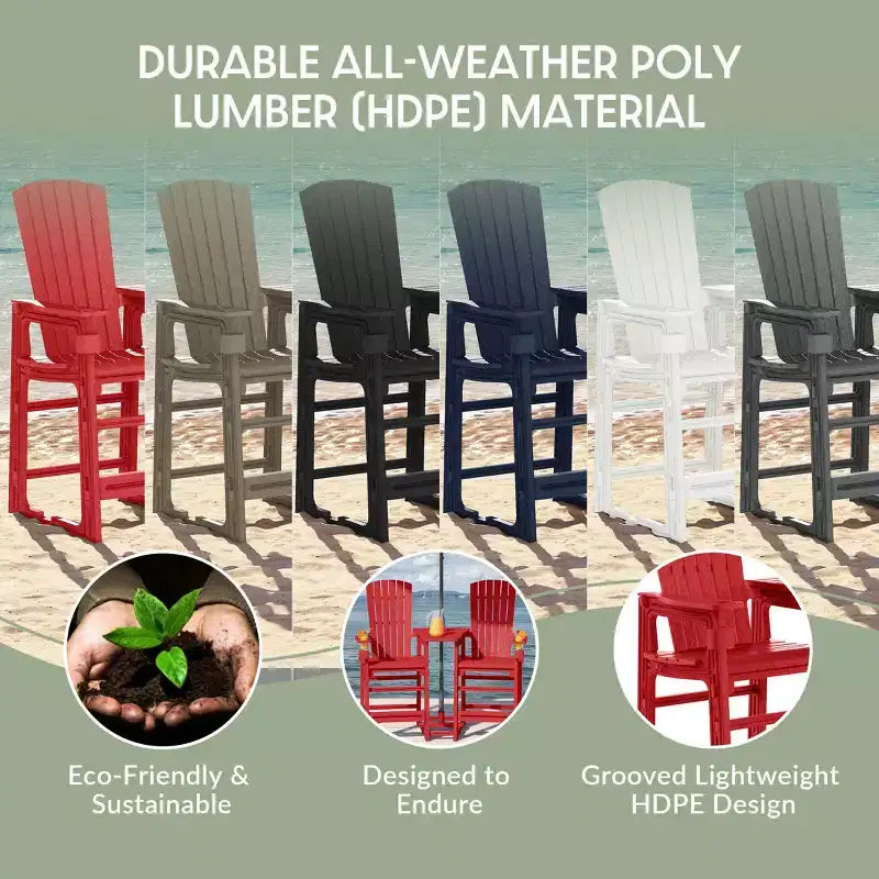 WestinTrends Azura Sedie Adirondack Alte da Esterno con Tavolino di Collegamento (Set da 2), Bianco