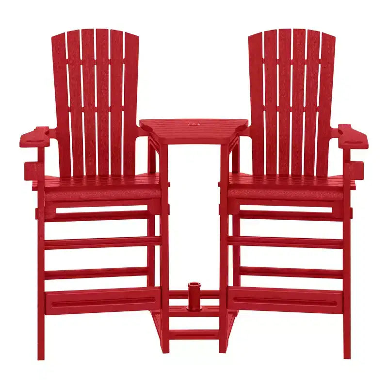 WestinTrends Azura Sedie Adirondack Alte da Esterno con Tavolino di Collegamento (Set da 2), Bianco