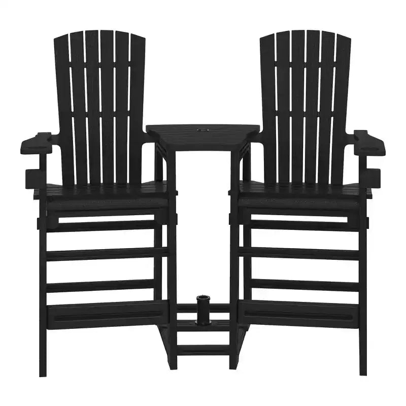 WestinTrends Azura Sedie Adirondack Alte da Esterno con Tavolino di Collegamento (Set da 2), Bianco