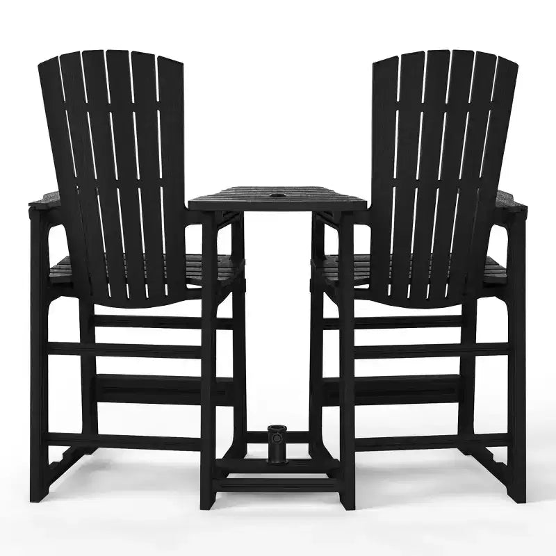 WestinTrends Azura Sedie Adirondack Alte da Esterno con Tavolino di Collegamento (Set da 2), Bianco