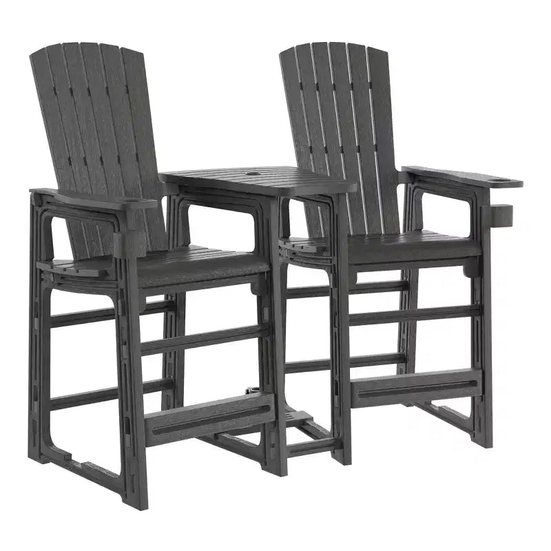 WestinTrends Azura Sedie Adirondack Alte da Esterno con Tavolino di Collegamento (Set da 2), Bianco