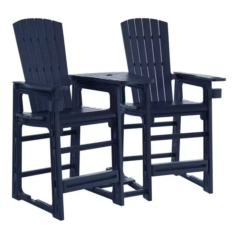 WestinTrends Azura Sedie Adirondack Alte da Esterno con Tavolino di Collegamento (Set da 2), Bianco