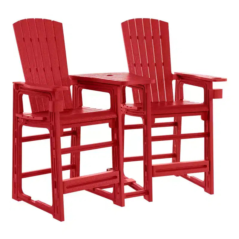 WestinTrends Azura Sedie Adirondack Alte da Esterno con Tavolino di Collegamento (Set da 2), Bianco