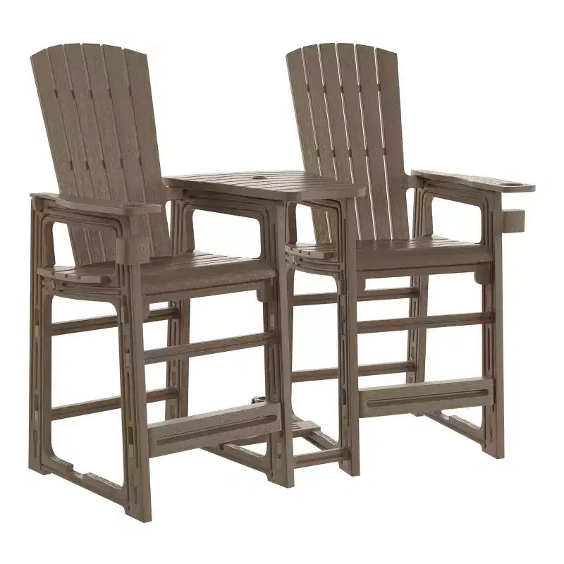 WestinTrends Azura Sedie Adirondack Alte da Esterno con Tavolino di Collegamento (Set da 2), Bianco