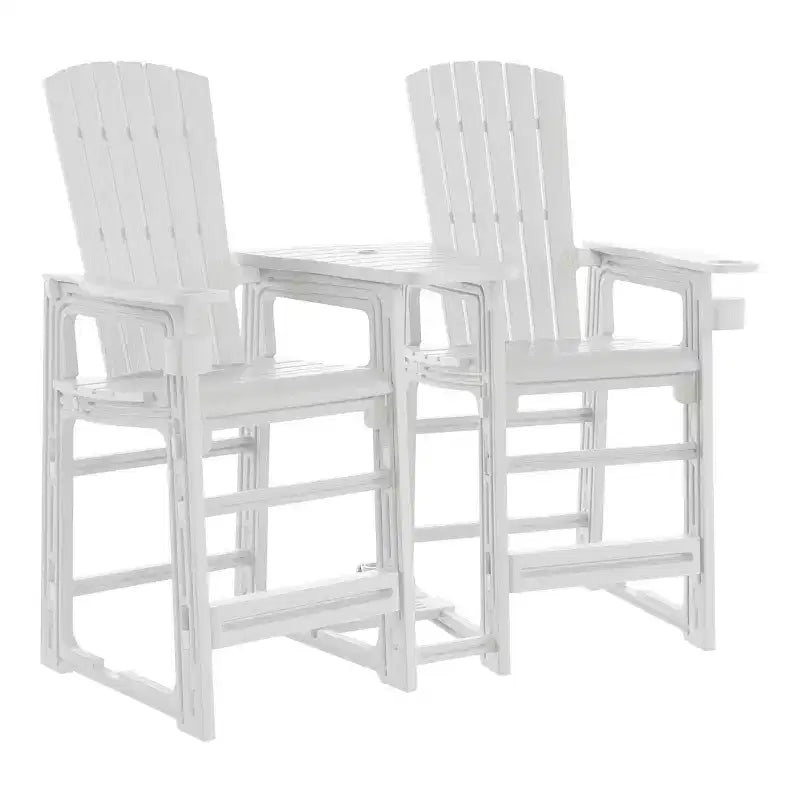WestinTrends Azura Sedie Adirondack Alte da Esterno con Tavolino di Collegamento (Set da 2), Bianco