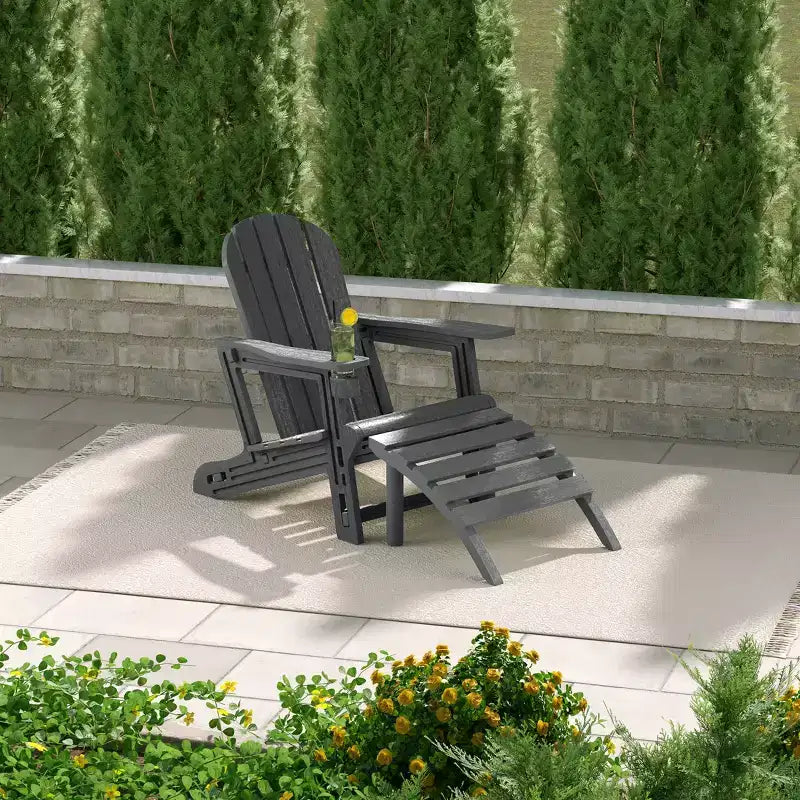 WestinTrends Azura Sedia Adirondack da Esterno in HDPE con Pouf da Esterno Senza Attrezzi
