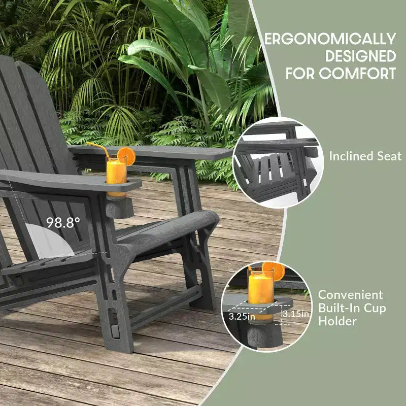 WestinTrends Azura Sedia Adirondack da Esterno in HDPE con Pouf da Esterno Senza Attrezzi