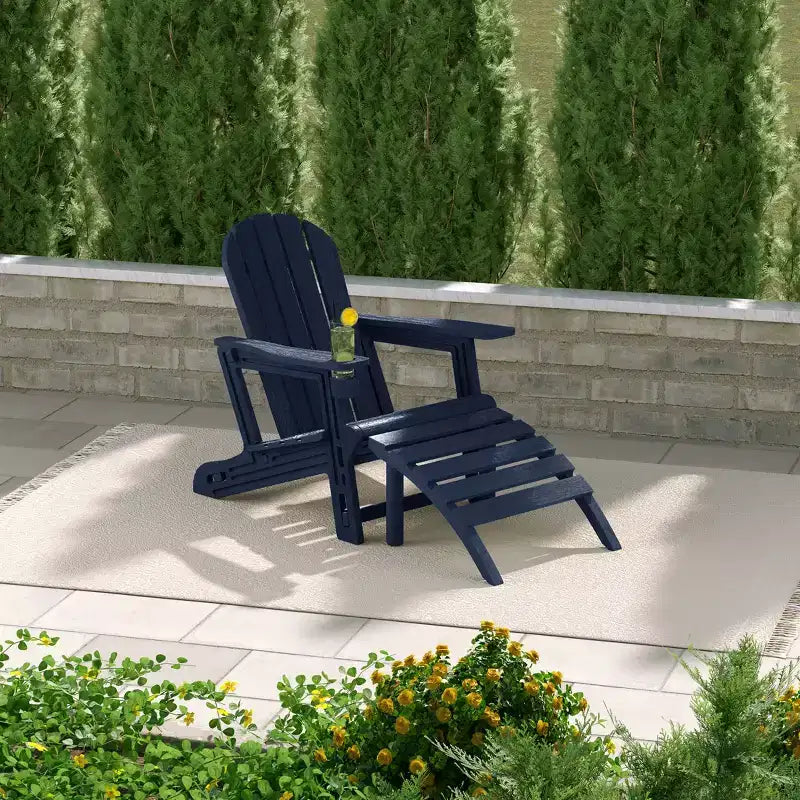 WestinTrends Azura Sedia Adirondack da Esterno in HDPE con Pouf da Esterno Senza Attrezzi