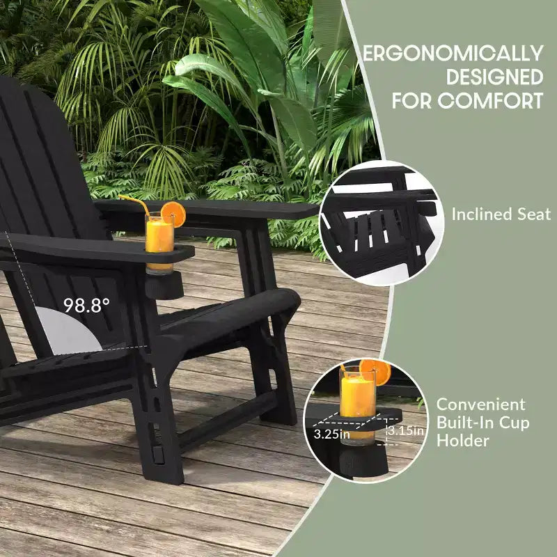 WestinTrends Azura Sedia Adirondack da Esterno in HDPE con Pouf da Esterno Senza Attrezzi