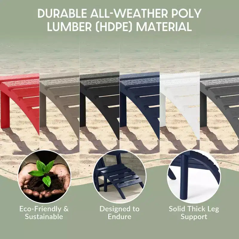 WestinTrends Azura Sedia Adirondack da Esterno in HDPE con Pouf da Esterno Senza Attrezzi