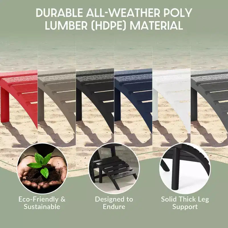 WestinTrends Azura Sedia Adirondack da Esterno in HDPE con Pouf da Esterno Senza Attrezzi