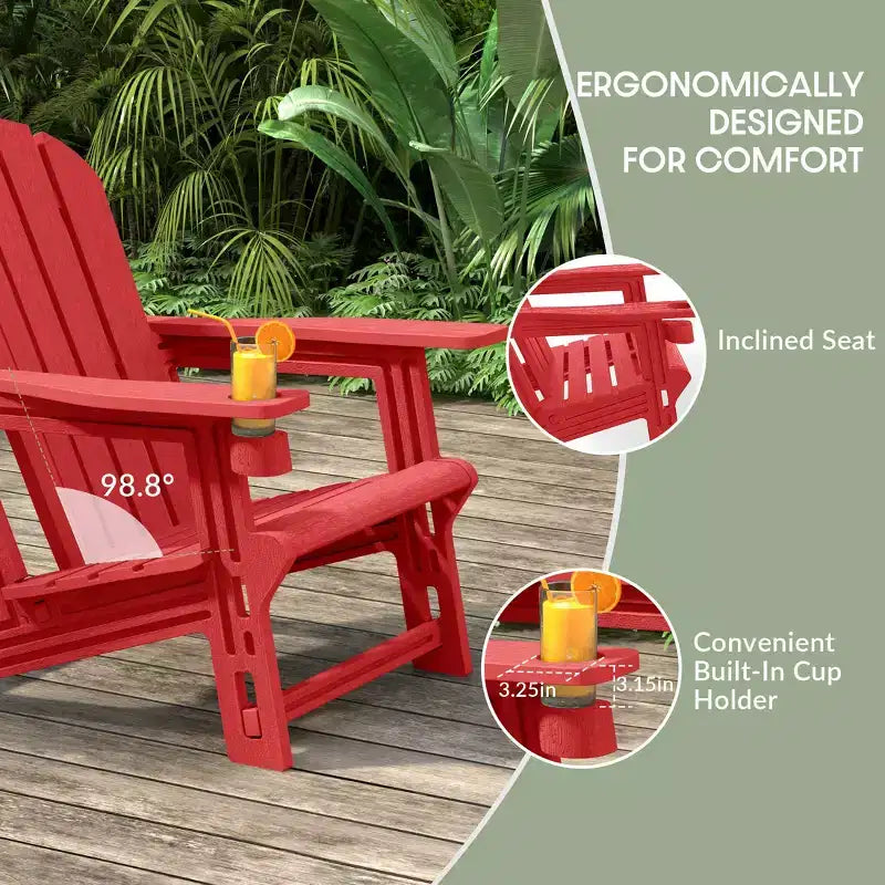 WestinTrends Azura Sedia Adirondack da Esterno in HDPE con Pouf da Esterno Senza Attrezzi