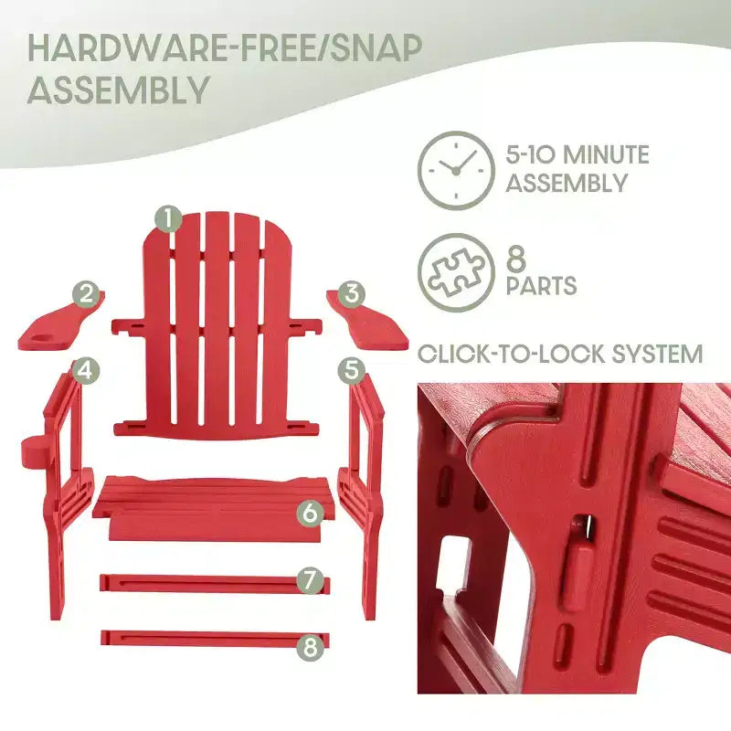 WestinTrends Azura Sedia Adirondack da Esterno in HDPE con Pouf da Esterno Senza Attrezzi