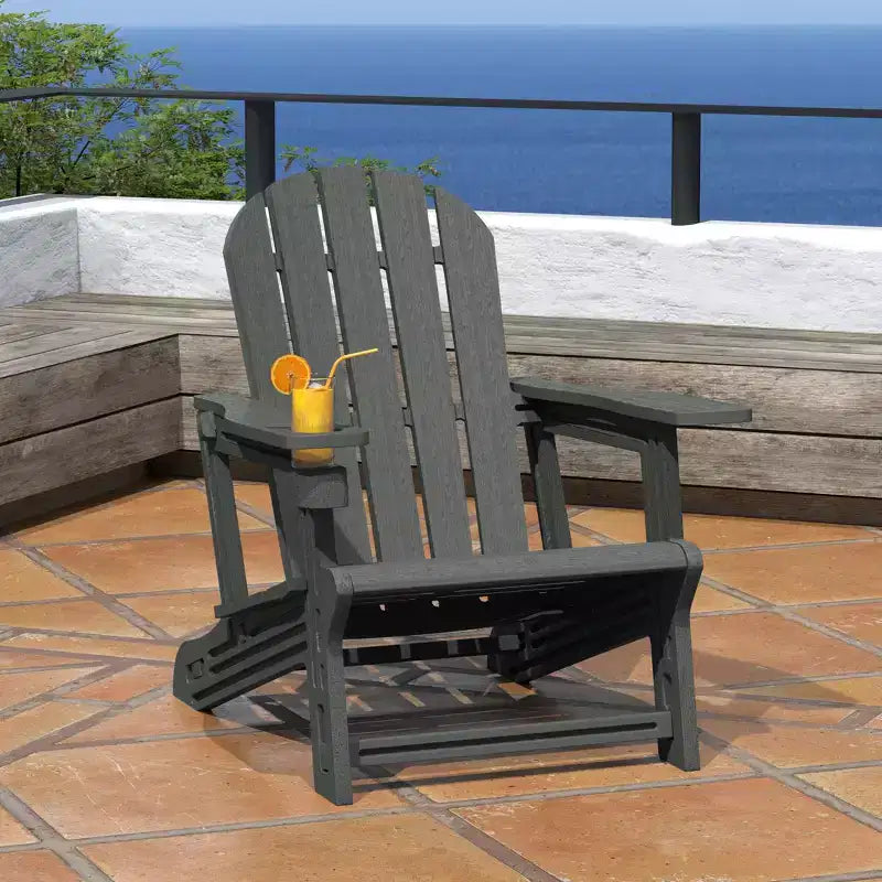 WestinTrends Chaise Adirondack d'extérieur en plastique HDPE Azura, assemblage sans outil, avec porte-gobelet, blanc