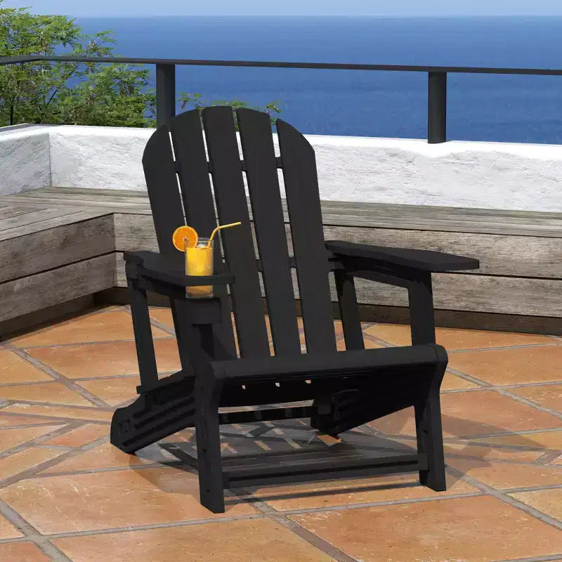 WestinTrends Chaise Adirondack d'extérieur en plastique HDPE Azura, assemblage sans outil, avec porte-gobelet, blanc