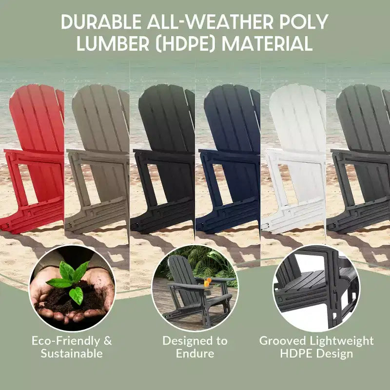WestinTrends Chaise Adirondack d'extérieur en plastique HDPE Azura, assemblage sans outil, avec porte-gobelet, blanc
