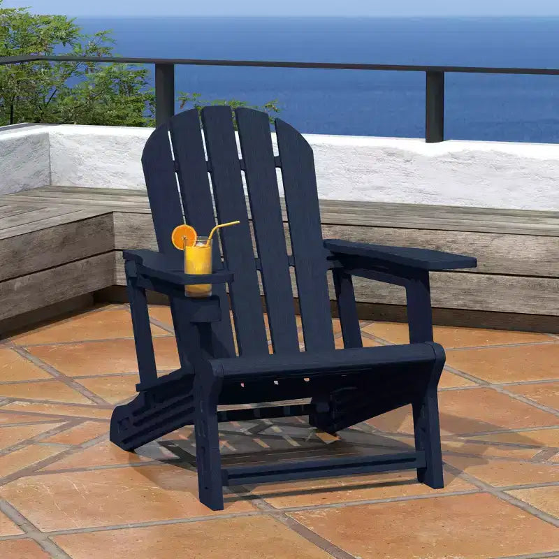 WestinTrends Chaise Adirondack d'extérieur en plastique HDPE Azura, assemblage sans outil, avec porte-gobelet, blanc