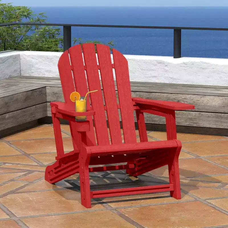 WestinTrends Chaise Adirondack d'extérieur en plastique HDPE Azura, assemblage sans outil, avec porte-gobelet, blanc