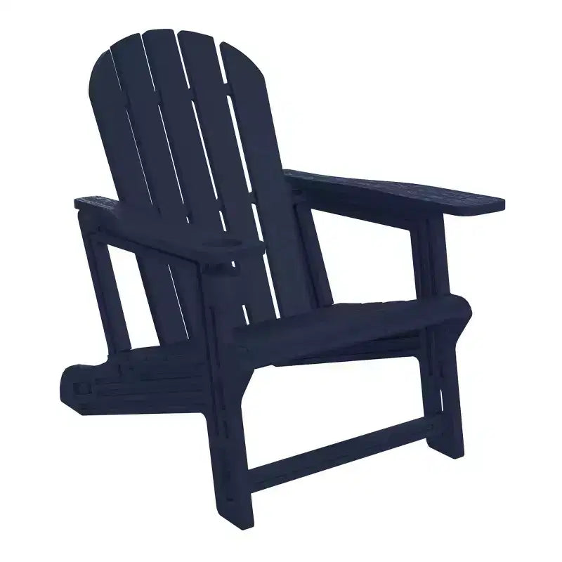 Sedia da esterni Azura Adirondack WestinTrends in plastica HDPE con montaggio senza attrezzi e portabicchieri, colore: Bianco