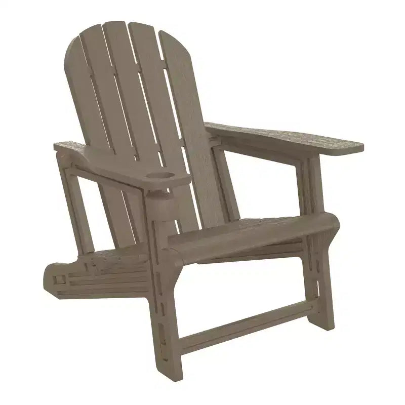 Sedia da esterni Azura Adirondack WestinTrends in plastica HDPE con montaggio senza attrezzi e portabicchieri, colore: Bianco